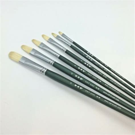 Xdt6385 Filbert Pro Art Brush Set 6 Pc Set Hog Bristle For Oil Acrylic
