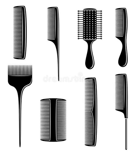 pentes do cabelo e ícones das escovas de cabelo ajustados vetor ilustração do vetor ilustração