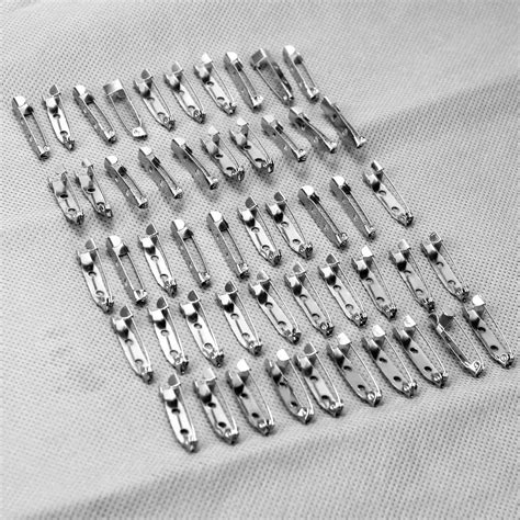 50pcs Sliver Tone Practical Safety Catch Brooch Back Bar Pins Jewelry
