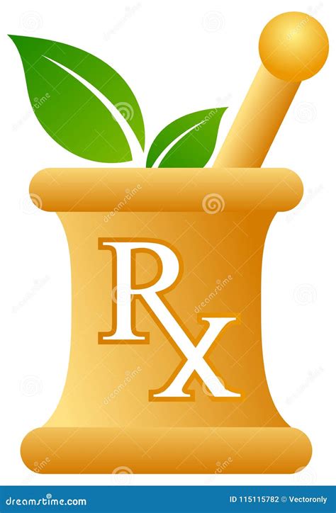 Pharmacy Mortar And Pestle With Rx Sign Stock Vector Illustration Of