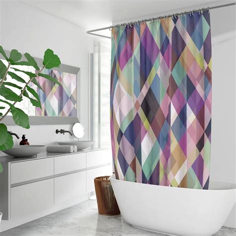Geometric Design Shower Curtain Etsy