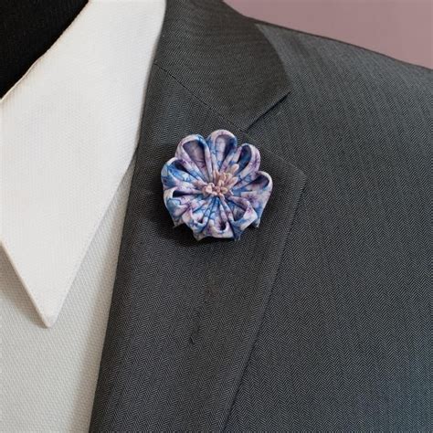 Lavender And Blue Lapel Flower Pin Wedding Boutonniere Buttonhole