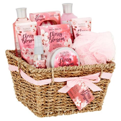 Bath And Spa Holiday T Set Basket Cherry Blossom 10 Piece Walmart