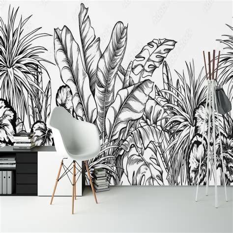 Tapisserie Panoramique Jungle Noir Et Blanc La Tropicale Déco 🌴