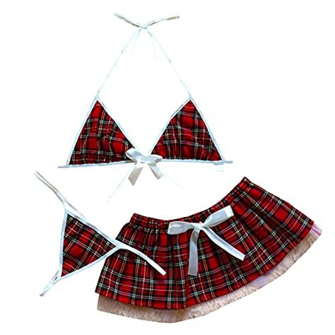 women s costume sexy lingerie set cosplay top and plaid skirt panty outfit sexy lingerie for