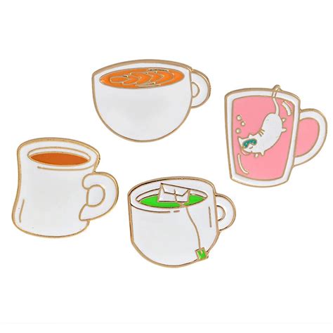 Colorful Cute Cup Pins And Brooches For Women Metal Tea Cup Enamel Pins