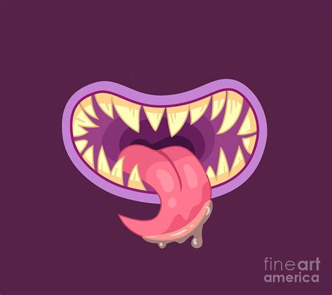 Scary Monster Mouth Teeth Horror Halloween Tongue 5 Digital Art By