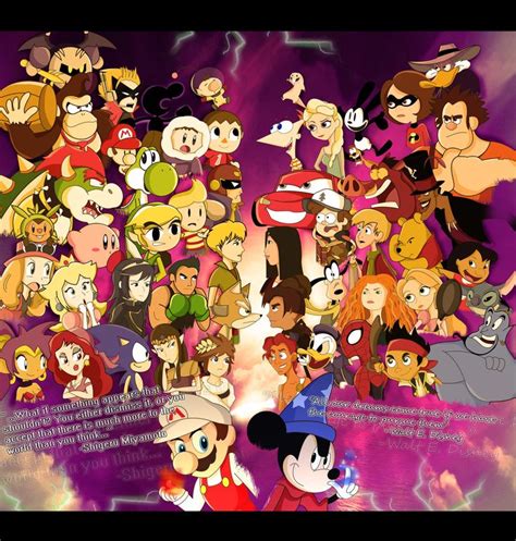 Nintendo Vs Disney By Xeternalflamebryx On Deviantart Disney Cartoon Crossovers Disney Art