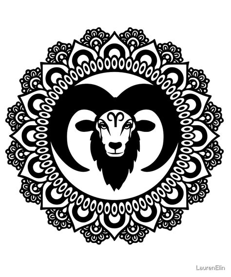 Zodiac Aries Ram Mandala By Laurenelin Redbubble