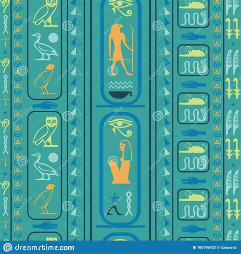 Trendy Egypt Writing Seamless Pattern Stock Vector Illustration Of Heritage Hieroglyph