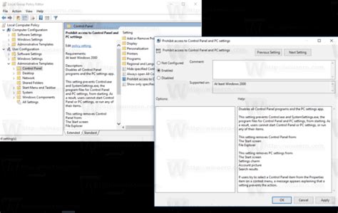 Restrict Access To Control Panel And Settings In Windows 10