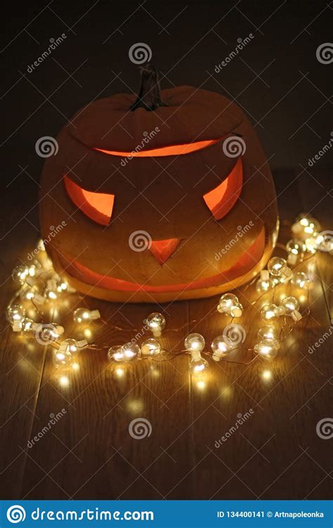Halloween Pumpkins Head Orange Pumpkin With A Smile And