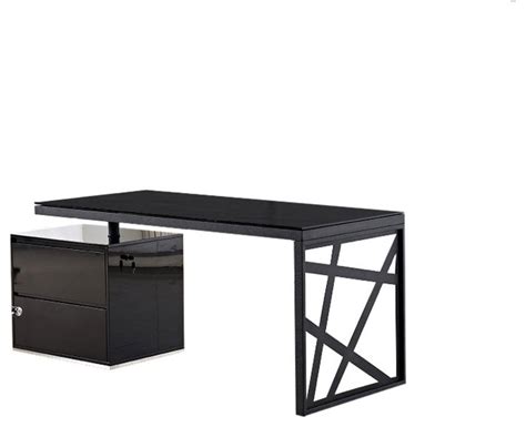 Kd01 Modern Style Office Desk In Black Lacquer Finish Contemporary