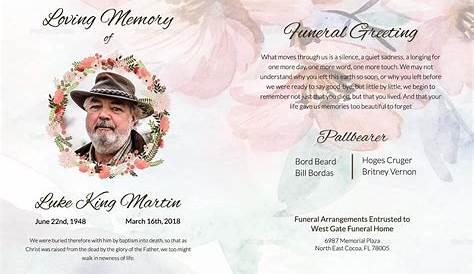 Funeral Announcement Cards Templates - 2023 Template Printable