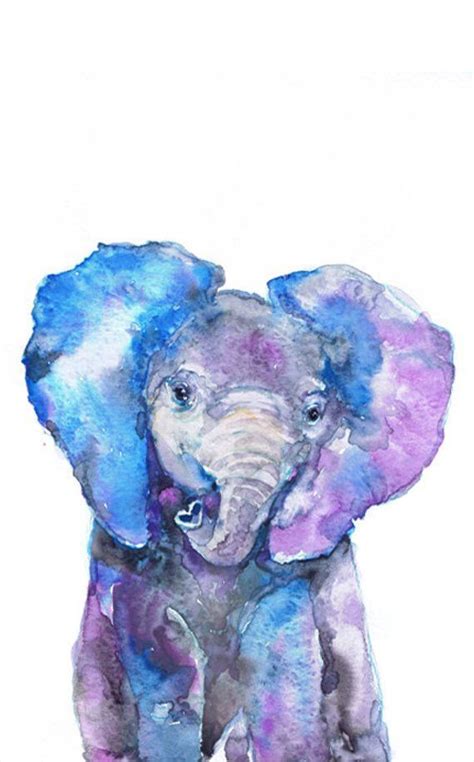 Elephant Painting Watercolor Nursery Decor Baby Animal Prints