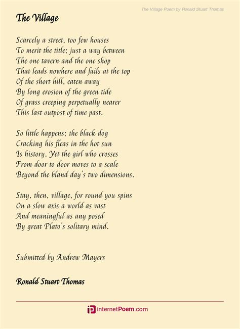 The Village Poem By Ronald Stuart Thomas