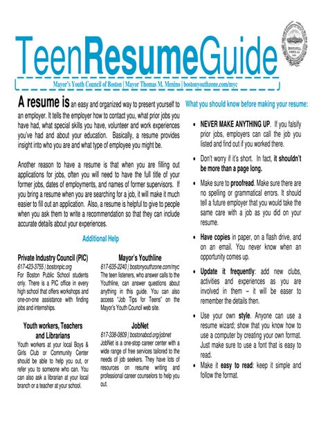 The key steps resume vs. Teenage Resume - Fill Online, Printable, Fillable, Blank | pdfFiller