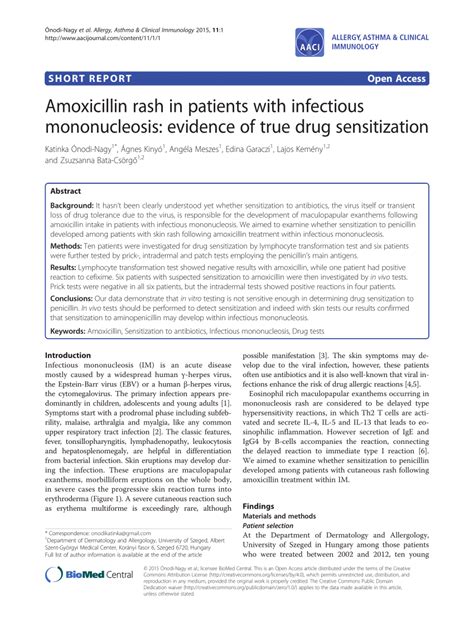 Mononucleosis Amoxicillin Rash Amjmed Com Article S0002