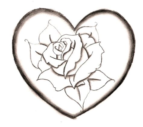Heart And Rose Drawing Picture Drawing Skill