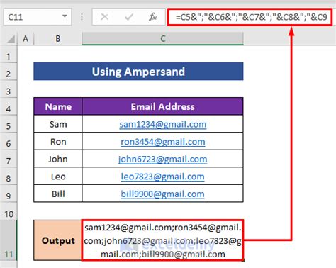 How To Concatenate Email Addresses In Excel 4 Effective Ways