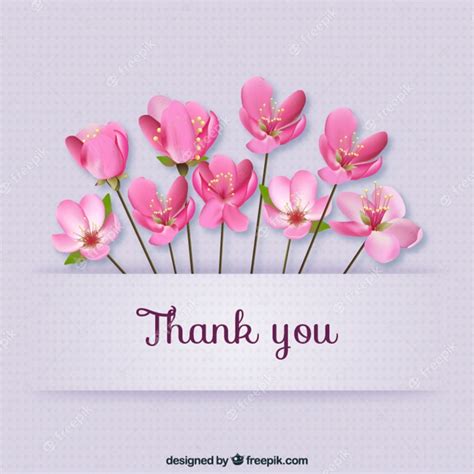 Thank You Card With Flowers Vector Free Download