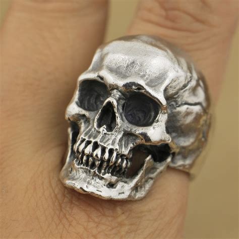 925 Sterling Silver High Detail Skull Ring Mens Biker Punk Ring Ta50a