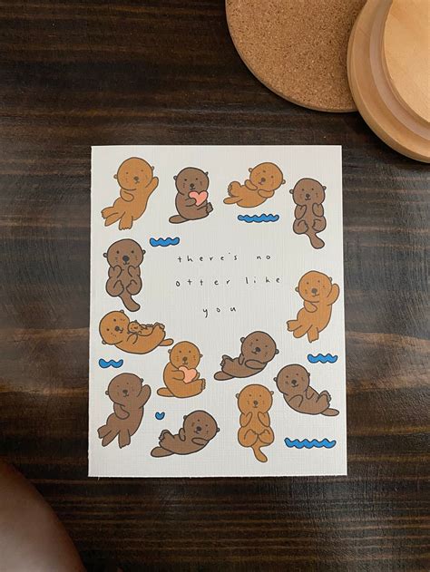 there s no otter like you friendship love pun card etsy