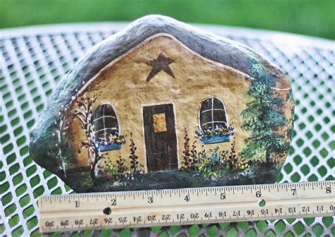 Hand Painted Rock Cottage Perfect For Fairy And Gnome