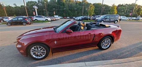 2014 Red Ford Mustang Convertible At A Ford Dealership Editorial Photo