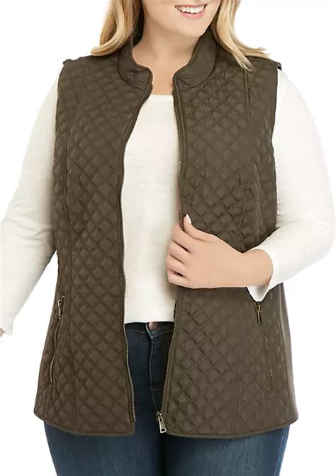 new directions® plus size puffer vest with printed lining belk