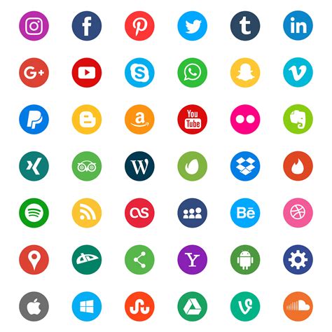 Cute Social Media Icons Collection Vector Download