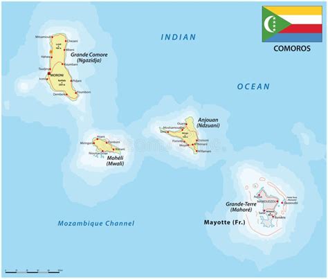 Vector Map Of Comoros Island Country With Flag Stock Vector