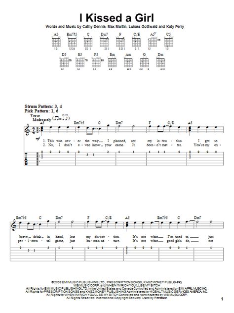 I Kissed A Girl By Katy Perry Easy Guitar Tab Guitar Instructor