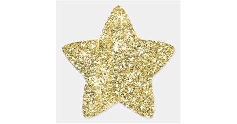 Gold Star Shape Faux Glitter Stickers Zazzle