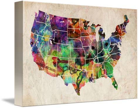 Usa Watercolor Map By Michael Tompsett