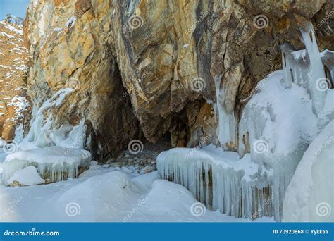 Cave In The Rock With Icicles Stock Photo Image Of Caves Frozen