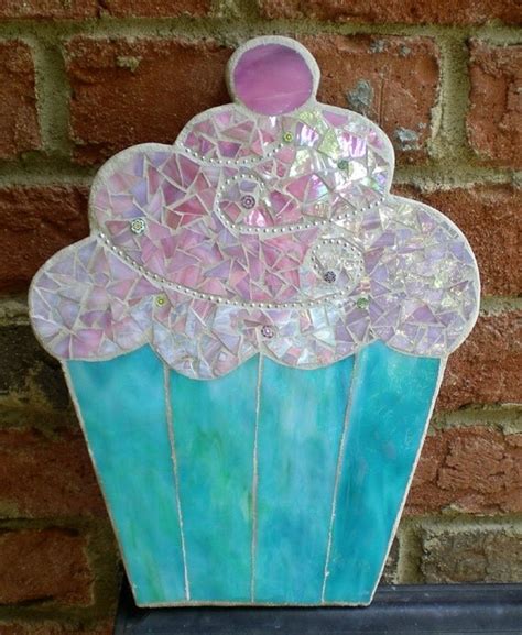 Mosaic Stained Glass Cupcake Wall Hanging