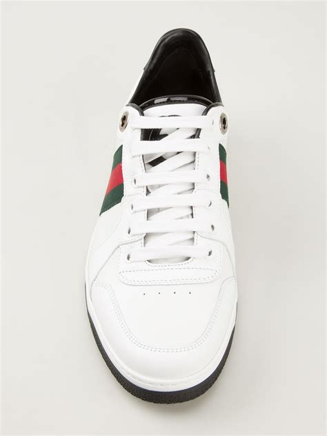 Lyst Gucci Signature Striped Sneakers In White For Men