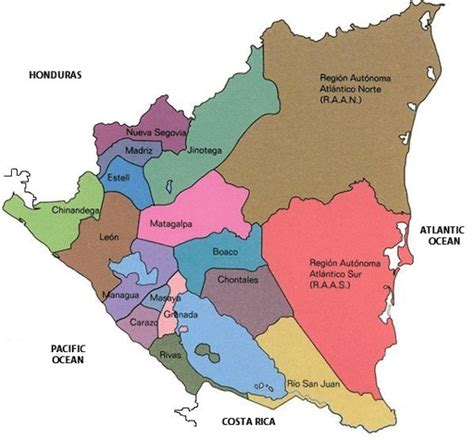 Nikaragua Peta Geografis Nikaragua Geografia Total
