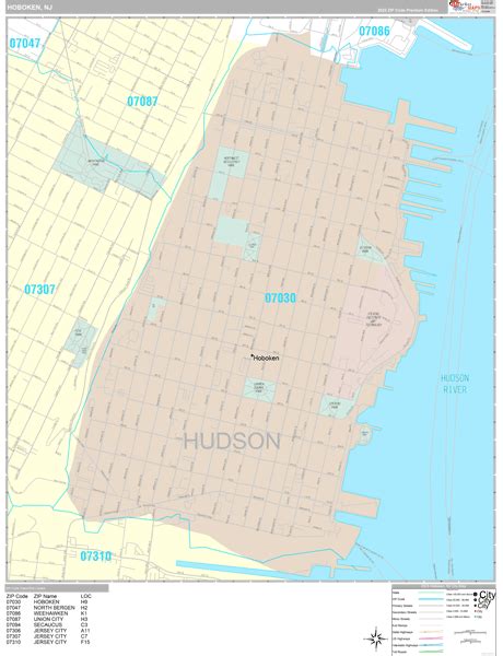 Hoboken New Jersey Zip Code Maps Premium