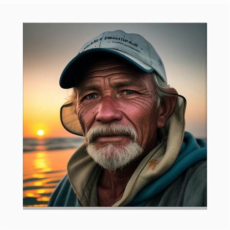 Portrait Of A Fisherman At Sunset Canvas Print By Kingnor Fy