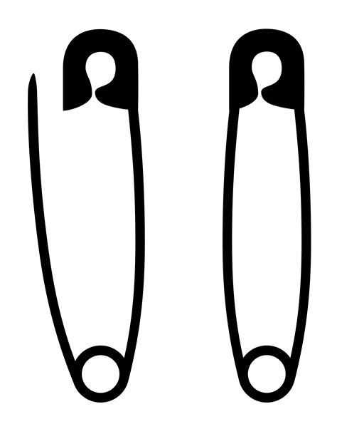 Safety Pin Stock Black Silhouette Outline Vector Illustration 488931