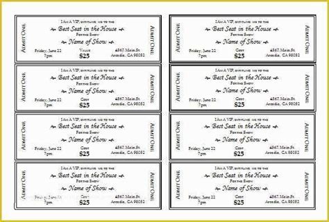 Free Ticket Templates 8 Per Page Of New Avery Raffle Ticket Template 8