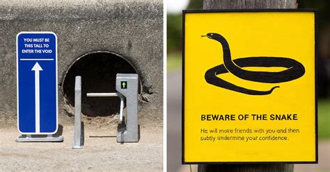 Artist Hides Clever And Funny Signs Around His City For People To Find