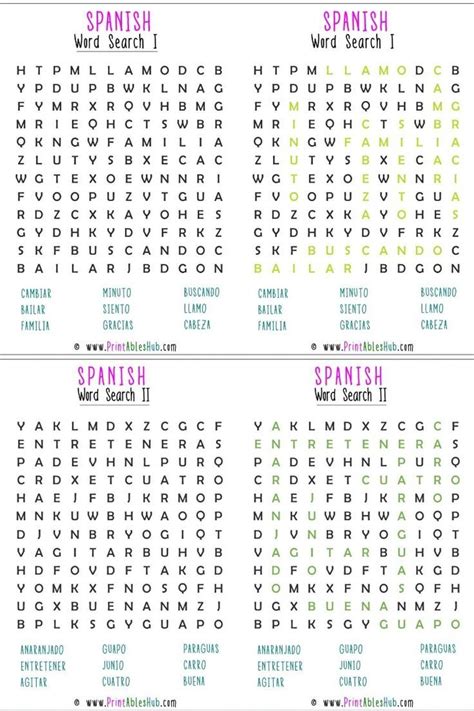 Free Printable Spanish Word Search Puzzle With Answer Key Pdf Included