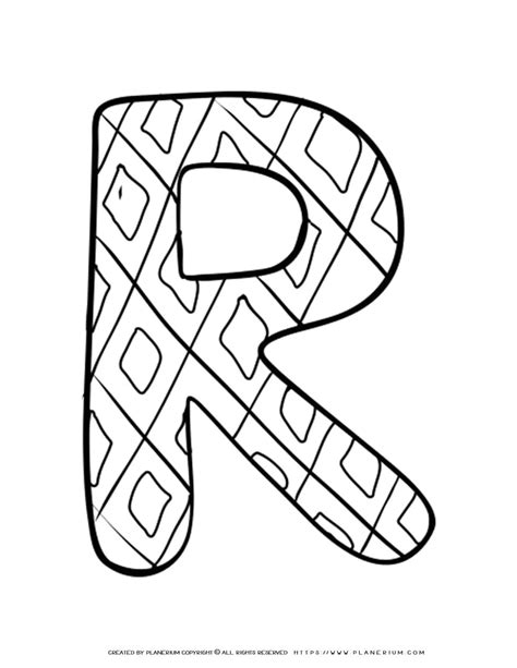 English Alphabet Capital R With Pattern Coloring Page Planerium