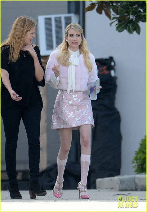 Photo Lea Michele Emma Roberts Step Out On Scream Queens Set 16 Photo 3331762 Just Jared