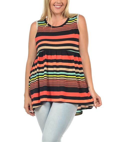 Love This Coral Stripe Empire Waist Tunic Plus By Celeste On Zulily