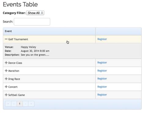 Events Table View Template Add On Event Espresso