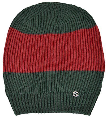 Gucci Mens Wool Green Red Interlocking Gg Slouchy Beanie Ski Hat Clout